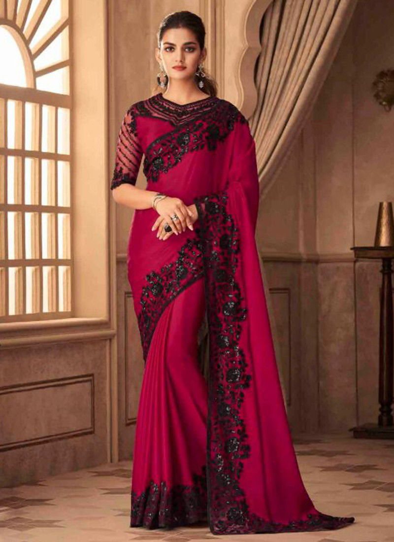 Pink Colour Anmol New Designer Party Wear Satin Silk Saree Collection 3204